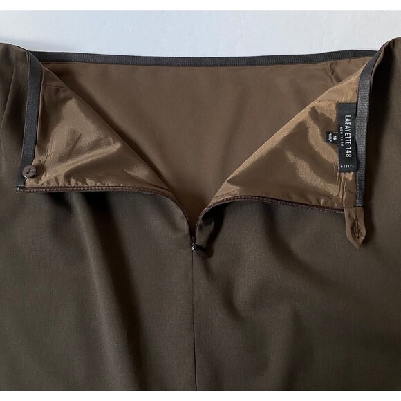 Lafayette 148 New York Suit Skirt Womens Size 16 Petite Brown Pencil Lined NWOT - Picture 5 of 11